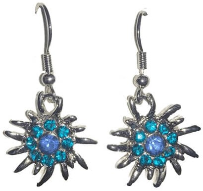 Oorbellen Oktoberfest Turquoise Met Edelweiss Hanger