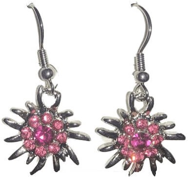 Oorbellen Oktoberfest Pink Met Edelweiss Hanger