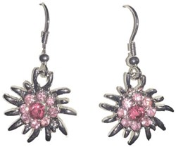 Oorbellen Oktoberfest Roze Met Edelweiss Hanger