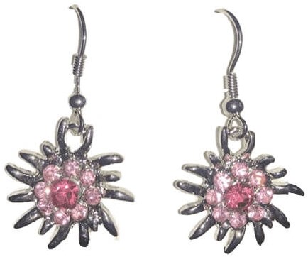 Oorbellen Oktoberfest Roze Met Edelweiss Hanger