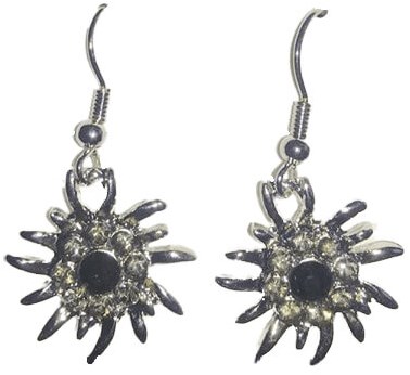Oorbellen Oktoberfest Zwart Met Edelweiss Hanger