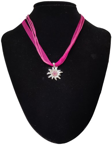 Ketting Oktoberfest Pink Met Edelweiss Hanger