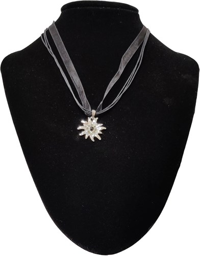 Ketting Oktoberfest Zwart Met Edelweiss Hanger
