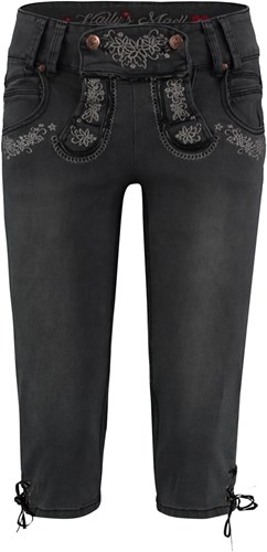 Zwart-Grijs Tiroler Dames Trachten Jeans (driekwart)