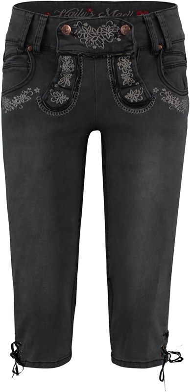 Zwart-Grijs Tiroler Dames Trachten Jeans (driekwart)
