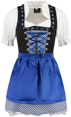 Sexy Dirndl Trachten Zwart/Blauw 3dlg (100% katoen)