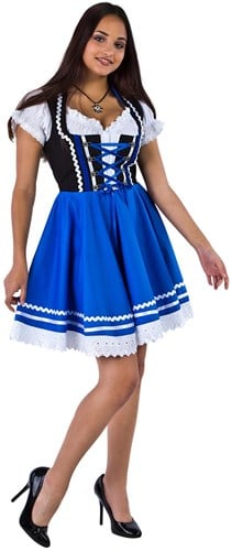 Zwart-Blauw Tiroler Dirndl 50cm 2dlg. (100% Katoen)