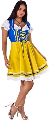 Blauw-Geel Tiroler Dirndl 50cm 2dlg. (100% Katoen)