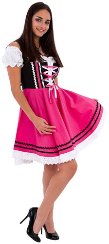 Zwart-Pink Tiroler Dirndl 50cm 2dlg. (100% Katoen)