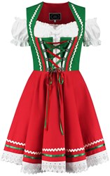 Groen-Rood Tiroler Dirndl 50cm 2dlg. (100% Katoen)