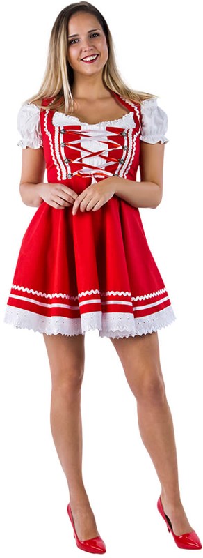 Tiroler Dirndl Rood-Wit 50cm 2dlg. (100% Katoen) (2)
