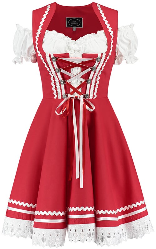 Tiroler Dirndl Rood-Wit 50cm 2dlg. (100% Katoen) (product)