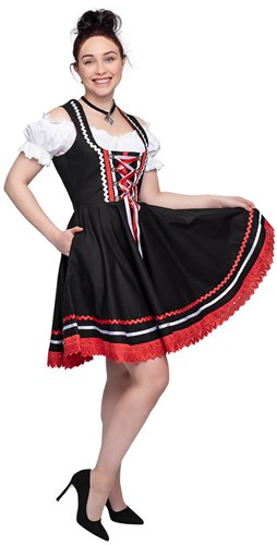 Rood-Zwart Tiroler Dirndl 50cm 2dlg. (100% Katoen)