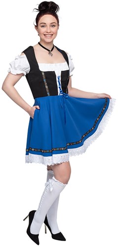 Luxe Sexy Dirndl Jurkje Blauw-Zwart