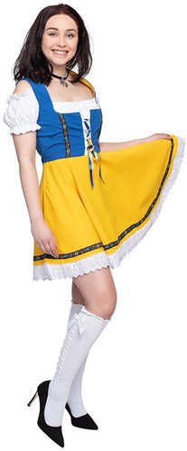 Luxe Jurkje Sexy Dirndl Blauw-Geel