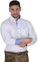 Tiroler Trachten Slimfit Overhemd (Witte-Blauw blokjes)-2